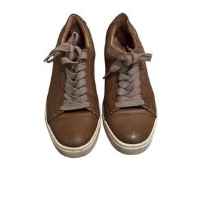 Frye Ivy Low Lace Sneaker Womens 7.5 M Cognac Leather